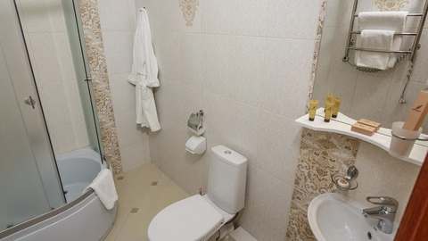 Санузел в 1-местном номере без балкона, корпус № 2